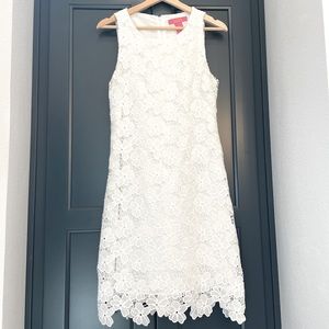 White floral knee-length dress